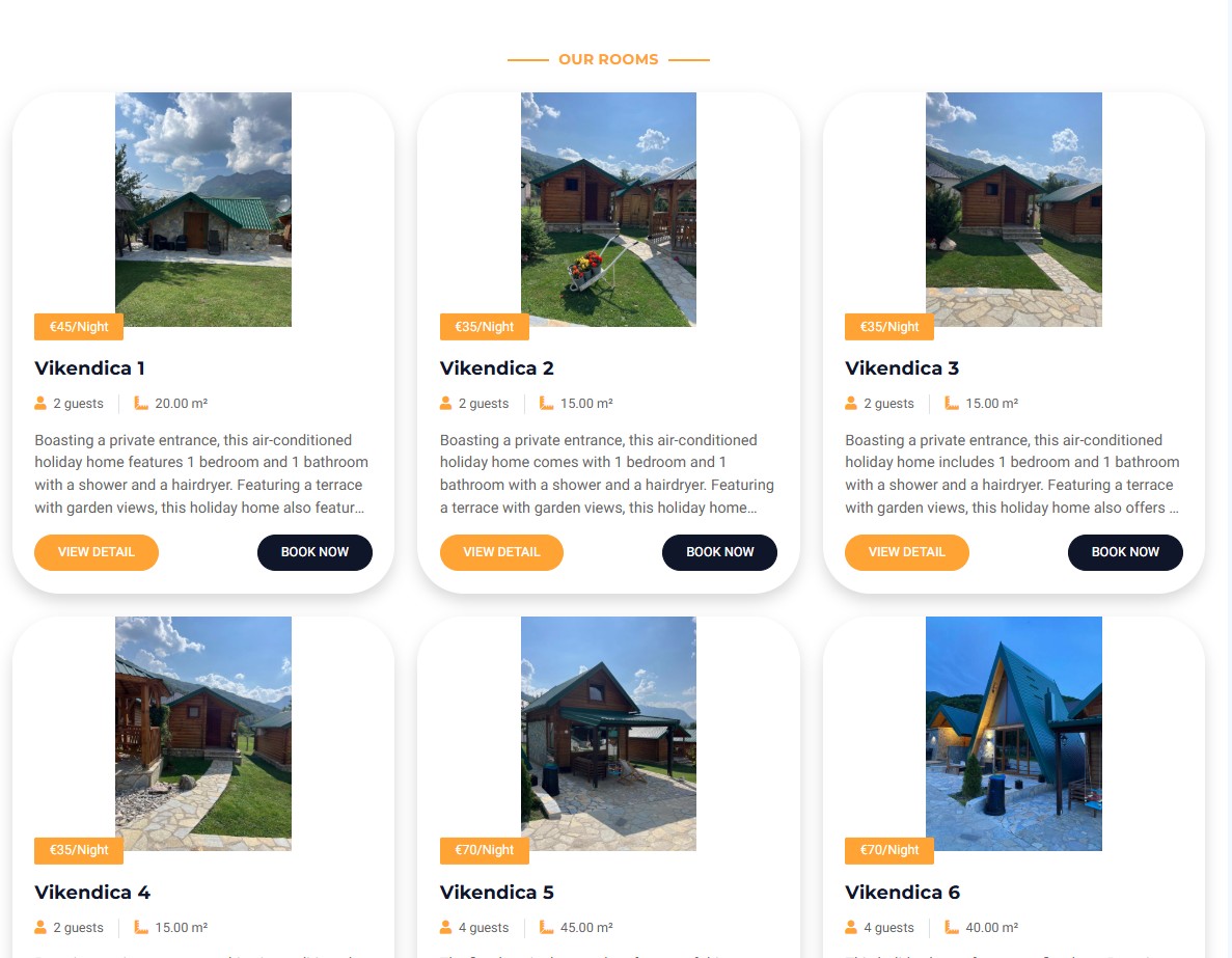 Example of a direct booking page