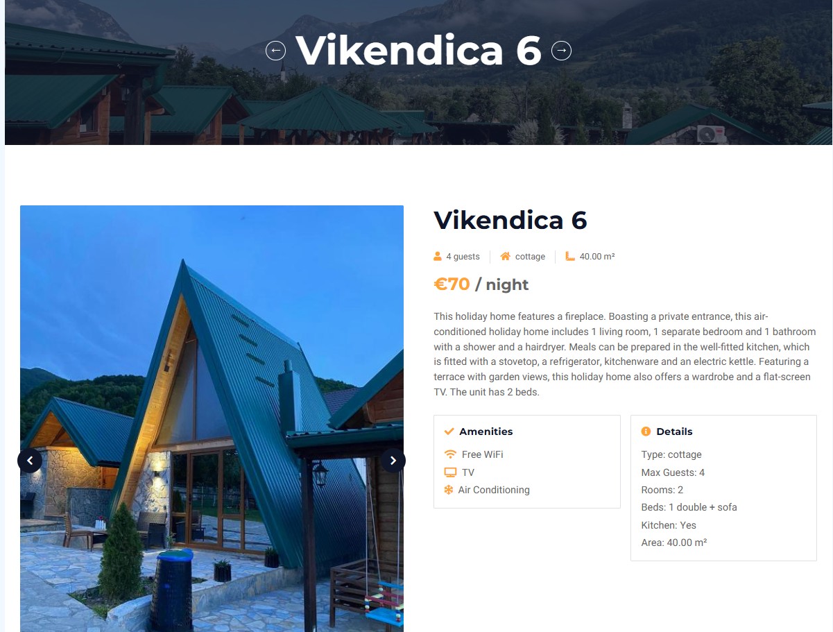 Example of a direct booking page