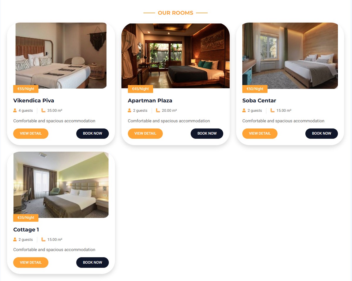 Example of a direct booking page