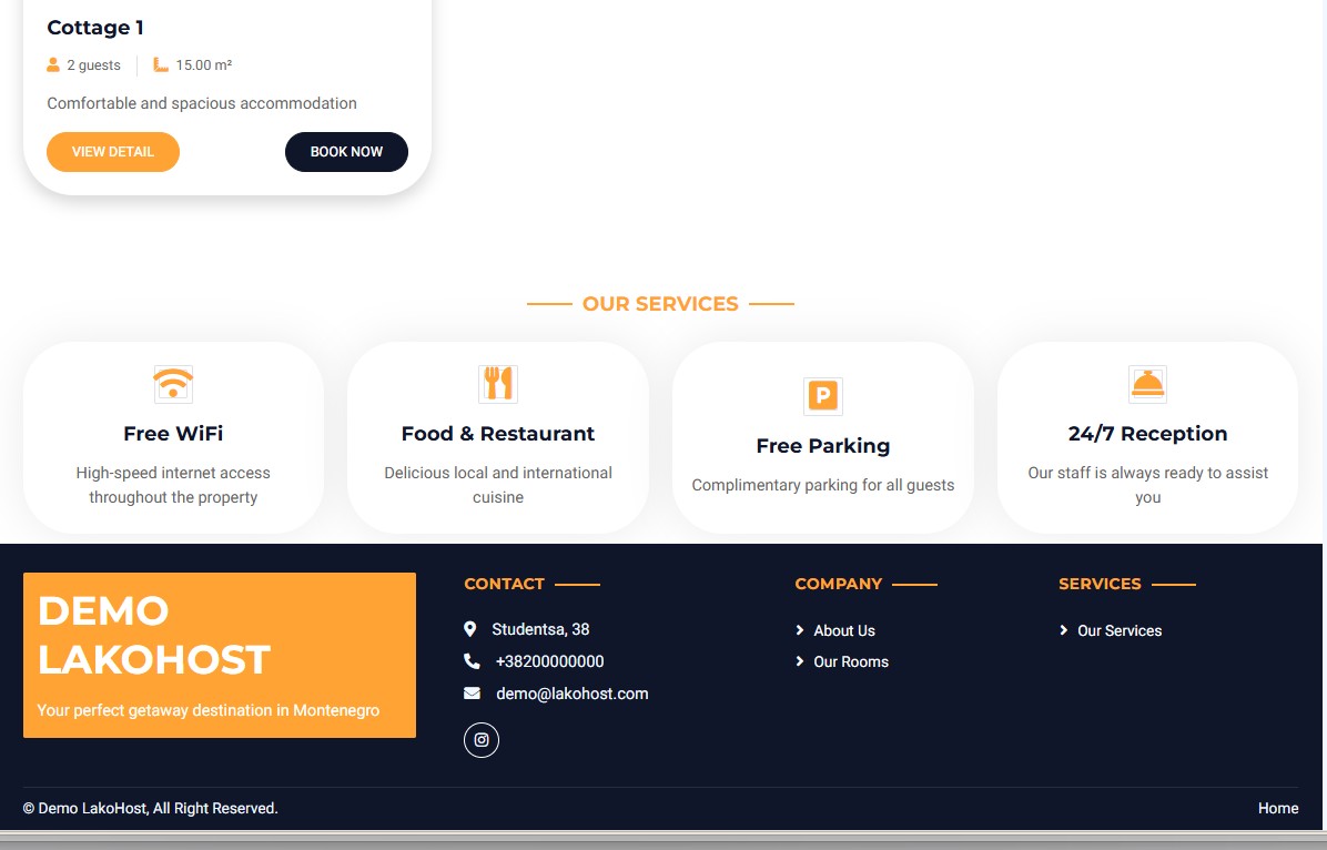 Example of a direct booking page